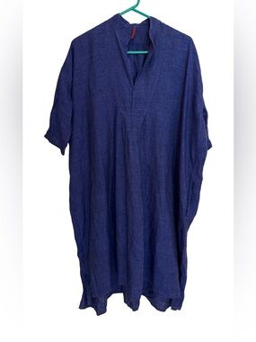 blue linen dress